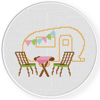 Caravan Tables and Chairs Cross Stitch Pattern