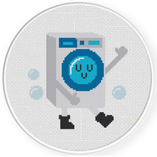 Happy Washing Machine Cross Stitch Pattern