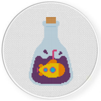Submarine in a Bottle Cross Stitch Pattern