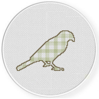 Green Gingham Bird Cross Stitch Pattern