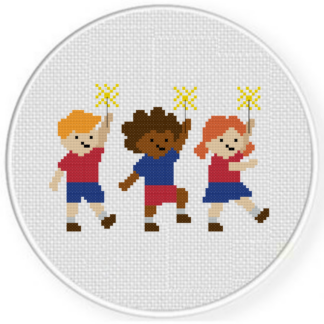 Kids Sparklers Parade Cross Stitch Pattern