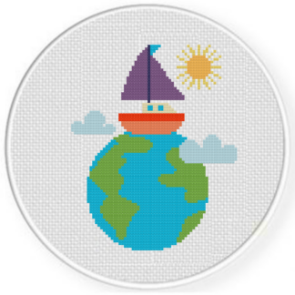 Boat Around the World Cross Stitch Pattern
