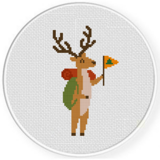 Hiking Deer Cross Stitch Pattern