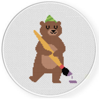 Paint brush Bear Cross Stitch Pattern