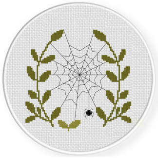 Spider Web in Foliage Cross Stitch Pattern