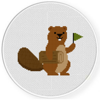 Beaver with Flag Cross Stitch Pattern