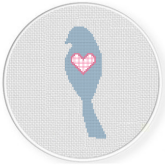 Gingham Heart Bird Cross Stitch Pattern