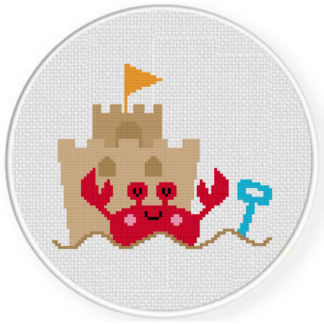 Crabby Sand Castle Cross Stitch Pattern