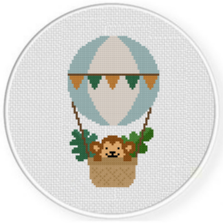 Safari Air Balloon Monkey Cross Stitch Pattern