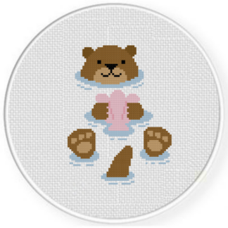 Floating Otter with Shell Cross Stitch Pattern
