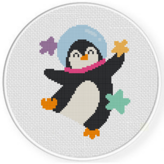Space Stars Penguin Cross Stitch Pattern