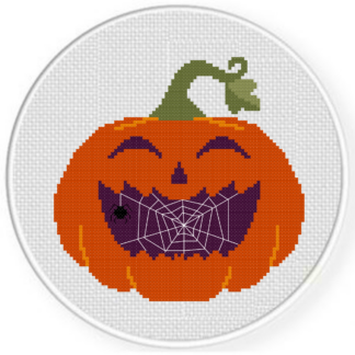 Spider Web in Pumpkin Cross Stitch Pattern