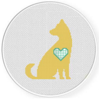 Gingham Heart Dog Cross Stitch Pattern