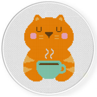 Hot Cuppa Cat Cross Stitch Pattern