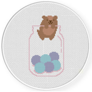 Gumball Hamster in Jar Cross Stitch Pattern