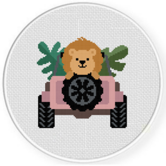 Safari Lion on Truck Cross Stitch Pattern