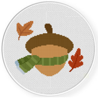 Scarfed Acorn Cross Stitch Pattern