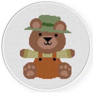 Farmer Boy Bear Cross Stitch Pattern
