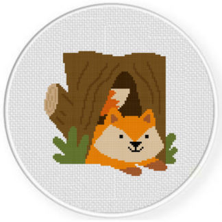 Fox Hole Tree Cross Stitch Pattern