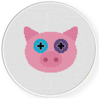 Button Eyed Pig Cross Stitch Pattern