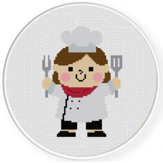 Little Chef Girl Cross Stitch Pattern