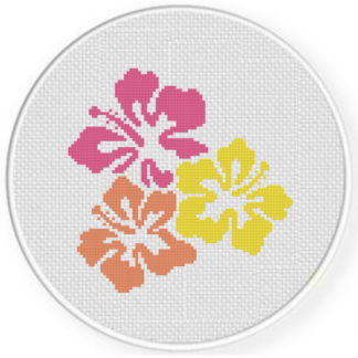 Hibiscus Trio Cross Stitch Pattern