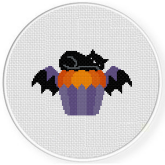 Cat Bat Cupcake Cross Stitch Pattern