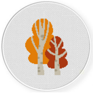 Two Autumn Trees Cross Stitch Pattern