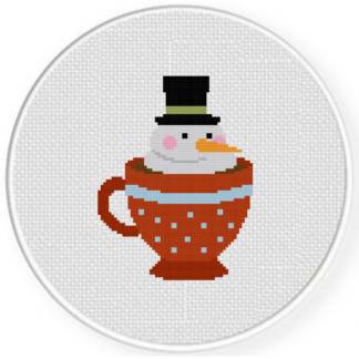 Hot Cocoa Snowman Cross Stitch Pattern