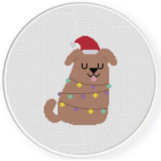 Christmas Lights Puppy Cross Stitch Pattern