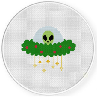 Christmas UFO Alien Cross Stitch Pattern