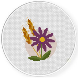 Harvest Floral Badge Cross Stitch Pattern