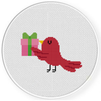Gift Giving Bird Cross Stitch Pattern