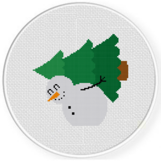 Snowman Brings a Tree Cross Stitch Pattern