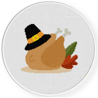 Roasted Turkey with Hat Cross Stitch Pattern