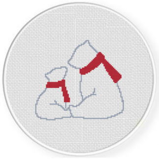 Mom and Baby Winter Bear Cross Stitch Pattern