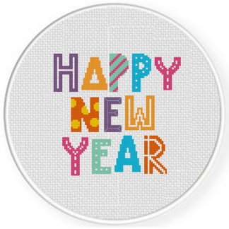 Quirky Happy New Year Cross Stitch Pattern