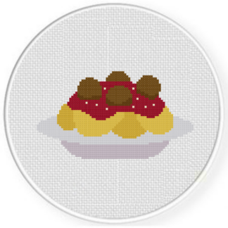 Spaghetti Meatballs Cross Stitch Pattern