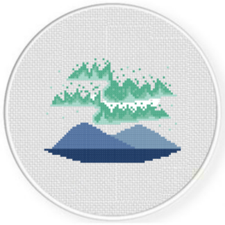 Aurora Mountains Cross Stitch Pattern