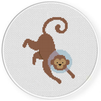 Monkey Space Bubble Cross Stitch Pattern