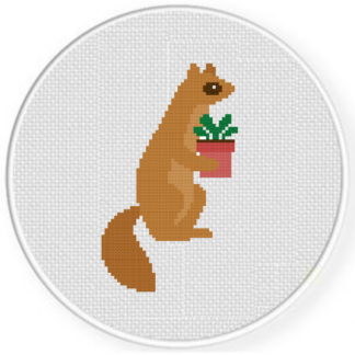 Meerkat with Plant Cross Stitch Pattern