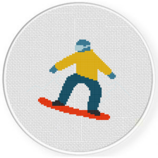 Snow Mountain Skier Cross Stitch Pattern