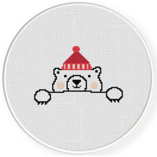 Peekaboo Winter Bear Cross Stitch Pattern