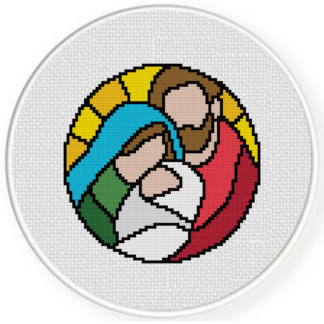 Holy Family Stained Glass Cross Stitch Pattern