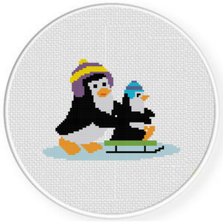 Dad and Baby Penguin Sled Cross Stitch Pattern
