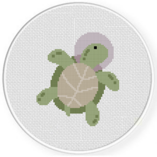 Turtle Space Bubble Cross Stitch Pattern