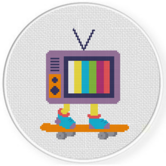 Retro TV Skater Cross Stitch Pattern