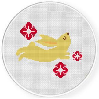 Chinese Florals Rabbit Cross Stitch Pattern