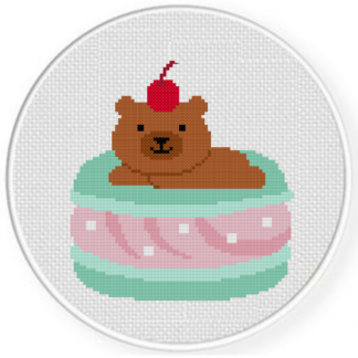 Cute Macaron Bear Cross Stitch Pattern