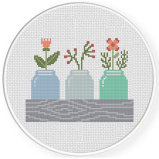 Winter Floral Jars Cross Stitch Pattern